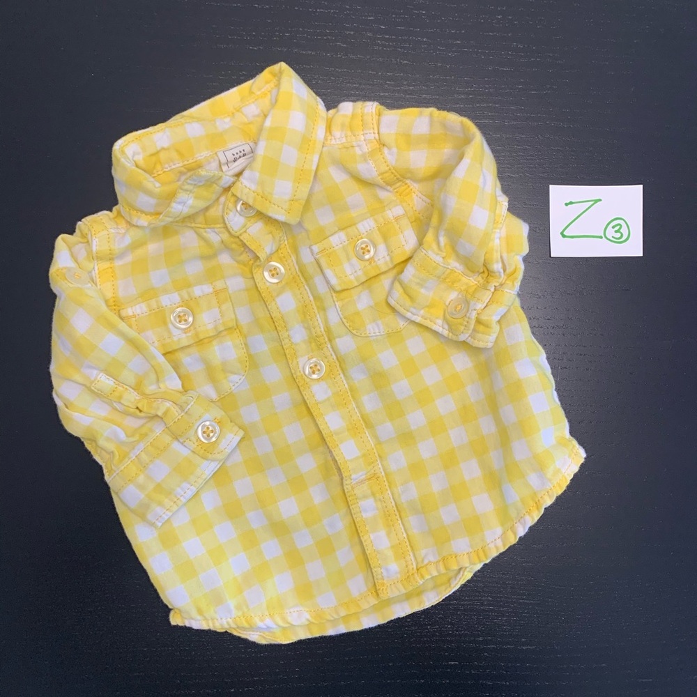 🧸 The GAP 0-3m Yellow Checkered Dress Shirt